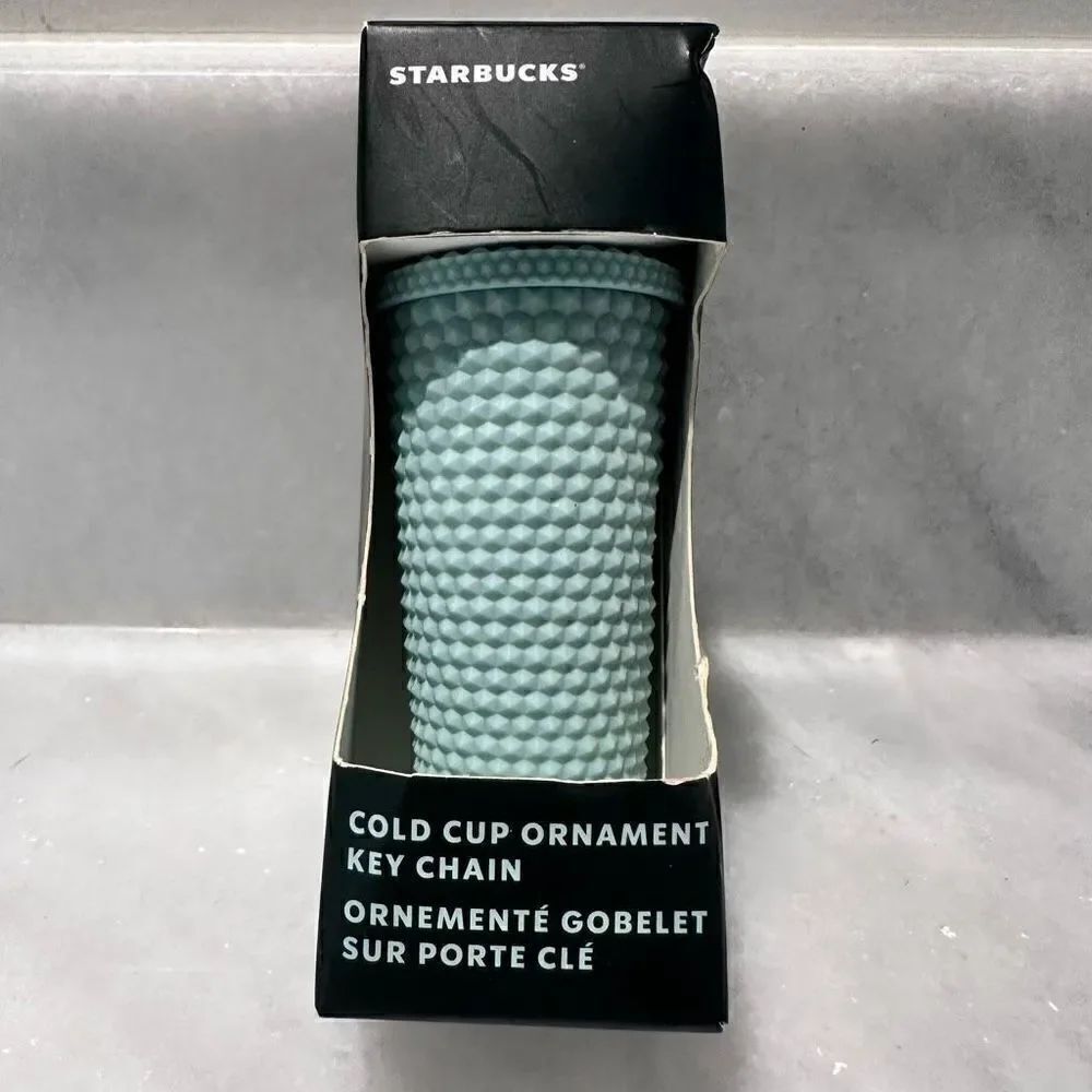 Starbucks Light Blue Cold Cup Geometric Pattern Ornament Keychain